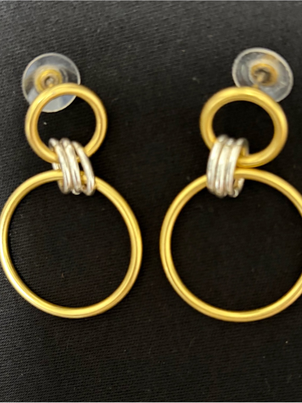Two-Tone Gold Hoop Drop Earrings